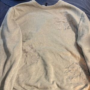 Cream Crewneck Sweater with Embroidered Details